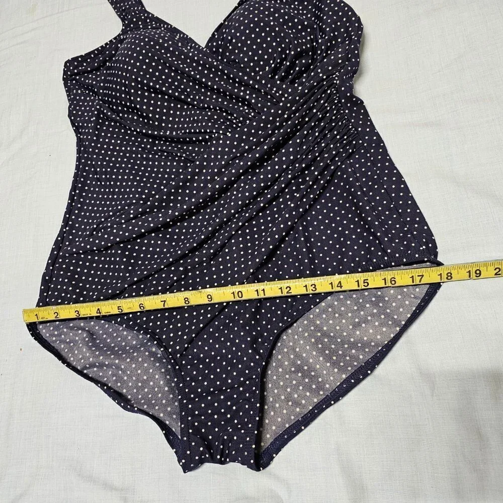 Miraclesuit Oceanus One Piece Swimsuit Women Size 18 Blue Dots